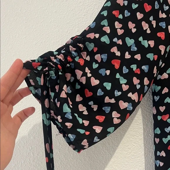 New York & Company Black Heart Print Blouse - Picture 5 of 8